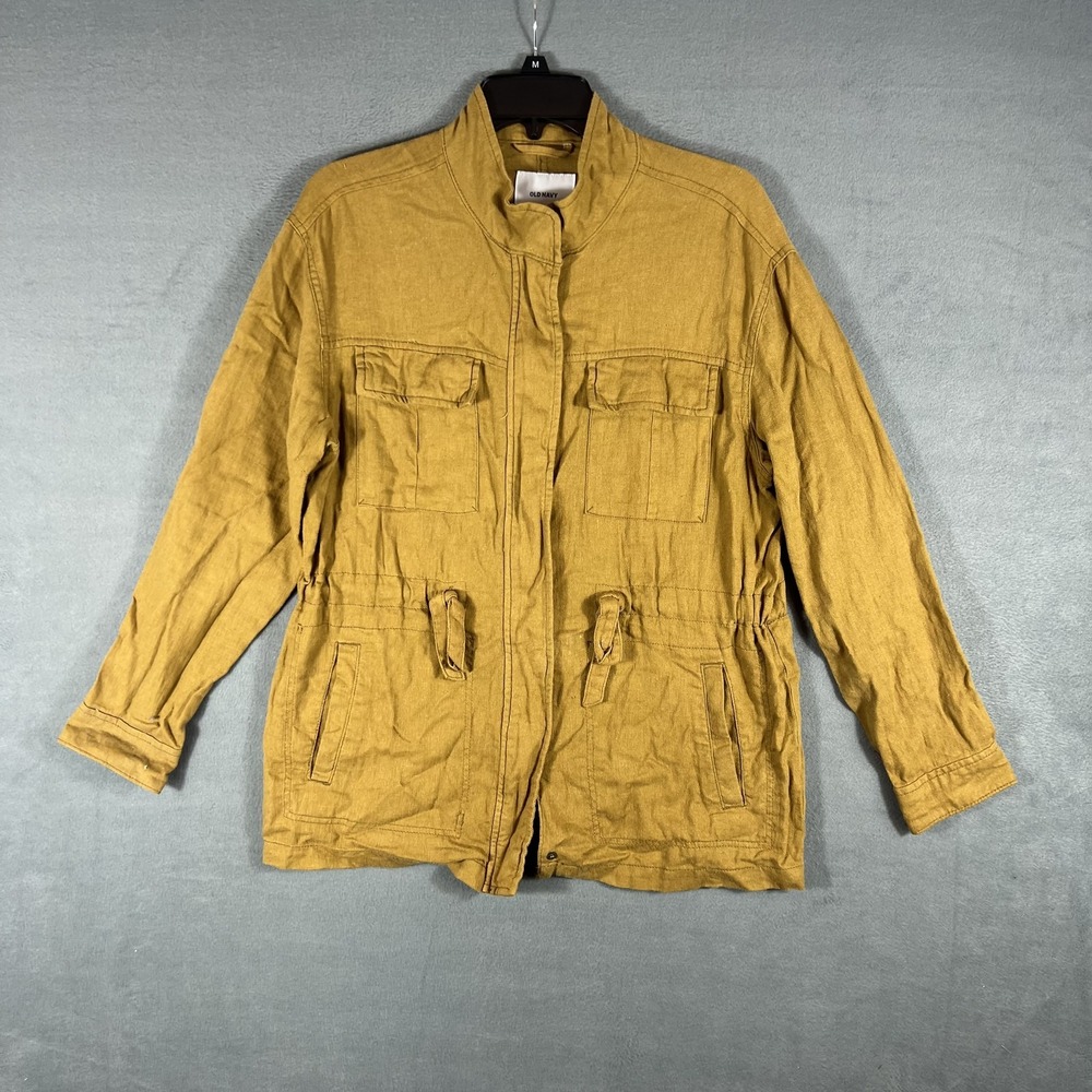 Old Navy Women's Size S Small Mustard Linen Blend Utility Anorak Jacket Coat